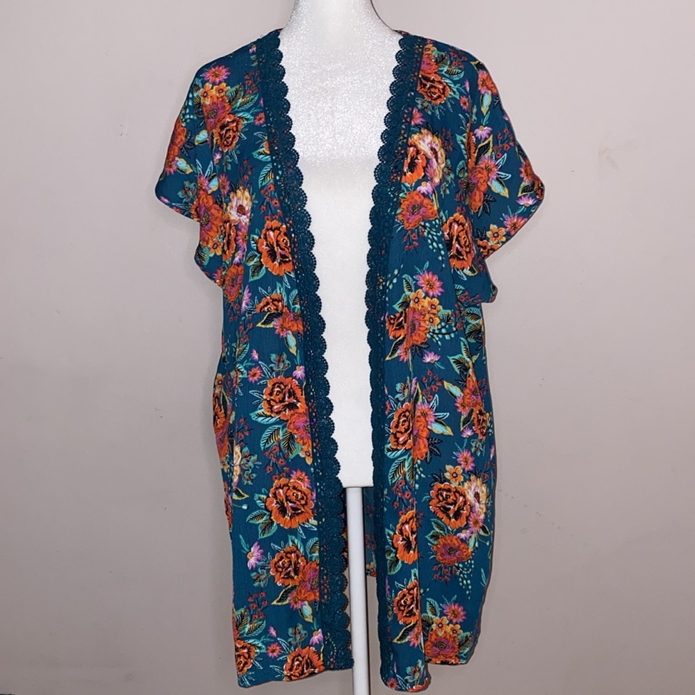 Xhiliration Floral Boho Beach Cover Up Kimono
